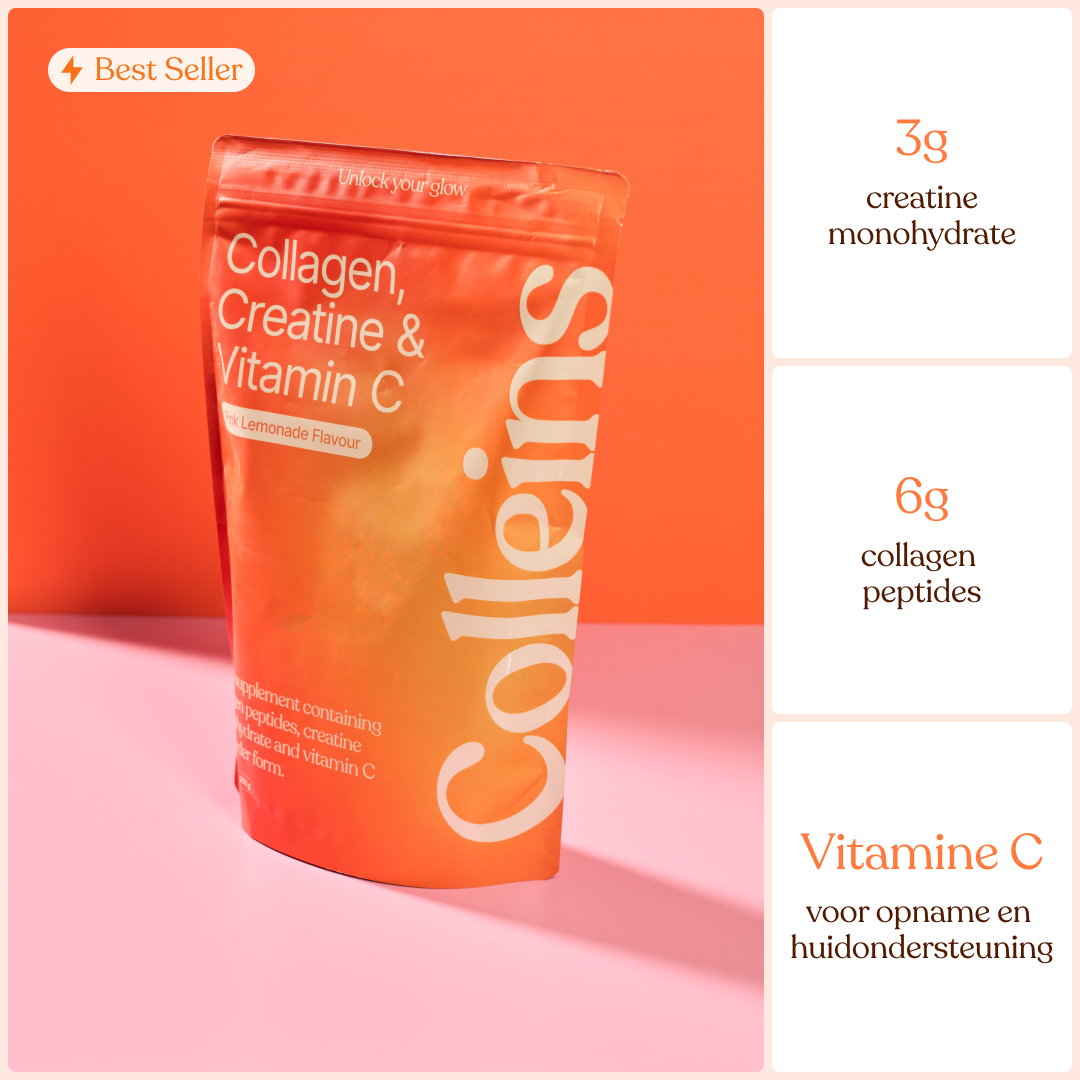 Colleins Pink Lemonade in a glass with ice, garnished with a lemon slice, refreshing summer drink by Mijn winkel.