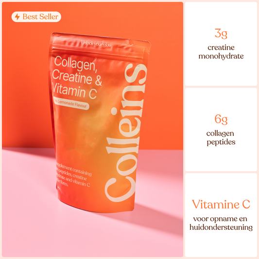 Colleins Pink Lemonade in a glass with ice, garnished with a lemon slice, refreshing summer drink by Mijn winkel.