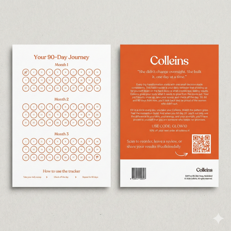 Collein's habit tracker with daily checkboxes and a motivational design for tracking personal habits and goal progress.